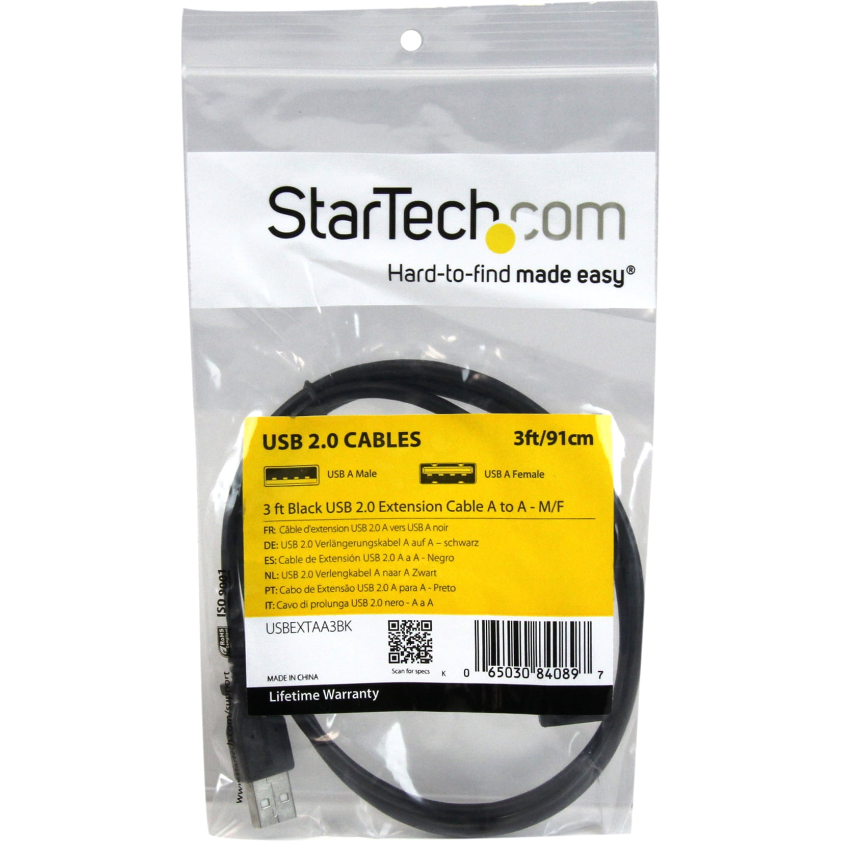STARTECH USBEXTAA3BK — 3 FT BLACK USB 2.0 EXTENSION CABLE A TO A - M/F