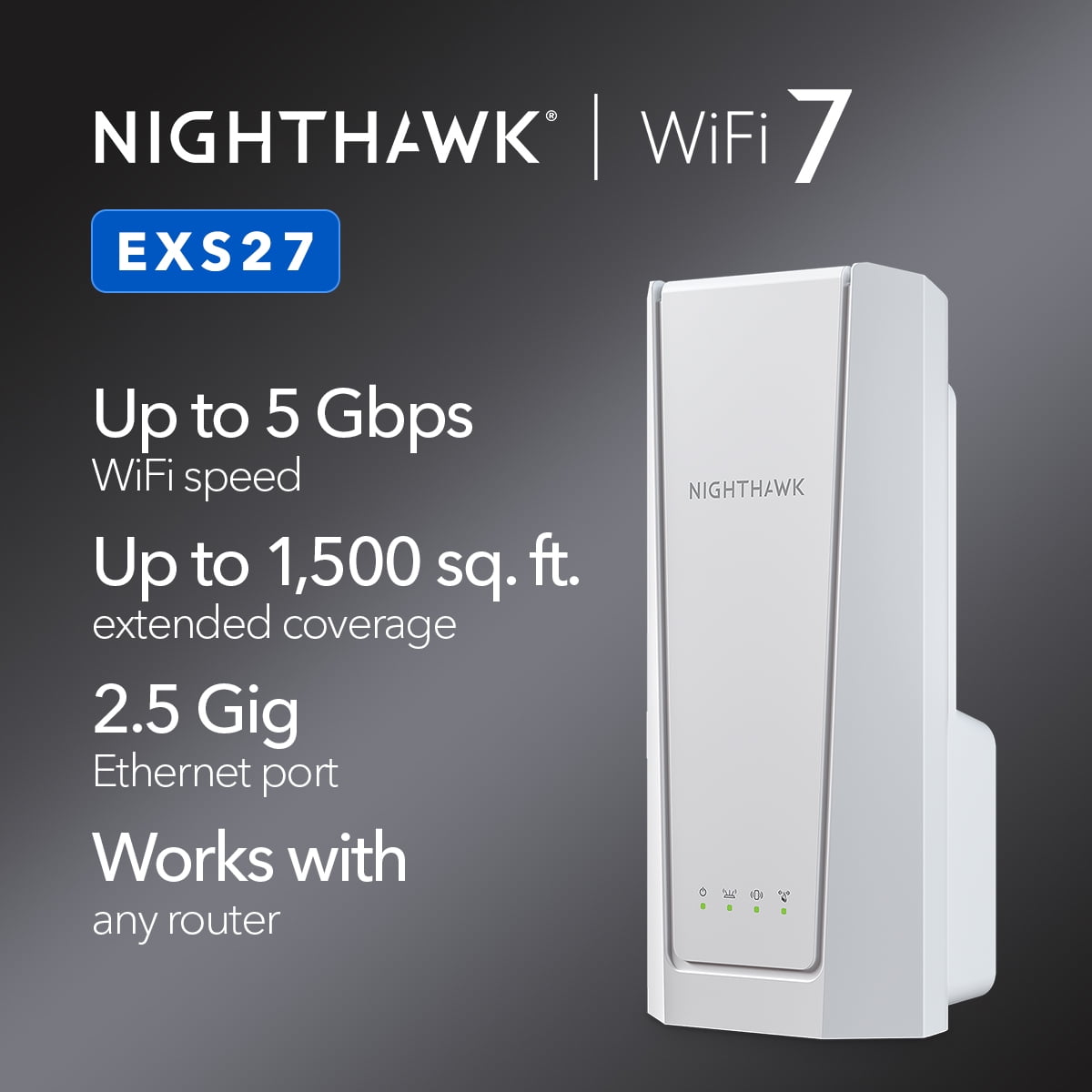 NETGEAR EXS27-100NAS — 5000 Mbps WiFi 7 Mesh Range Extender