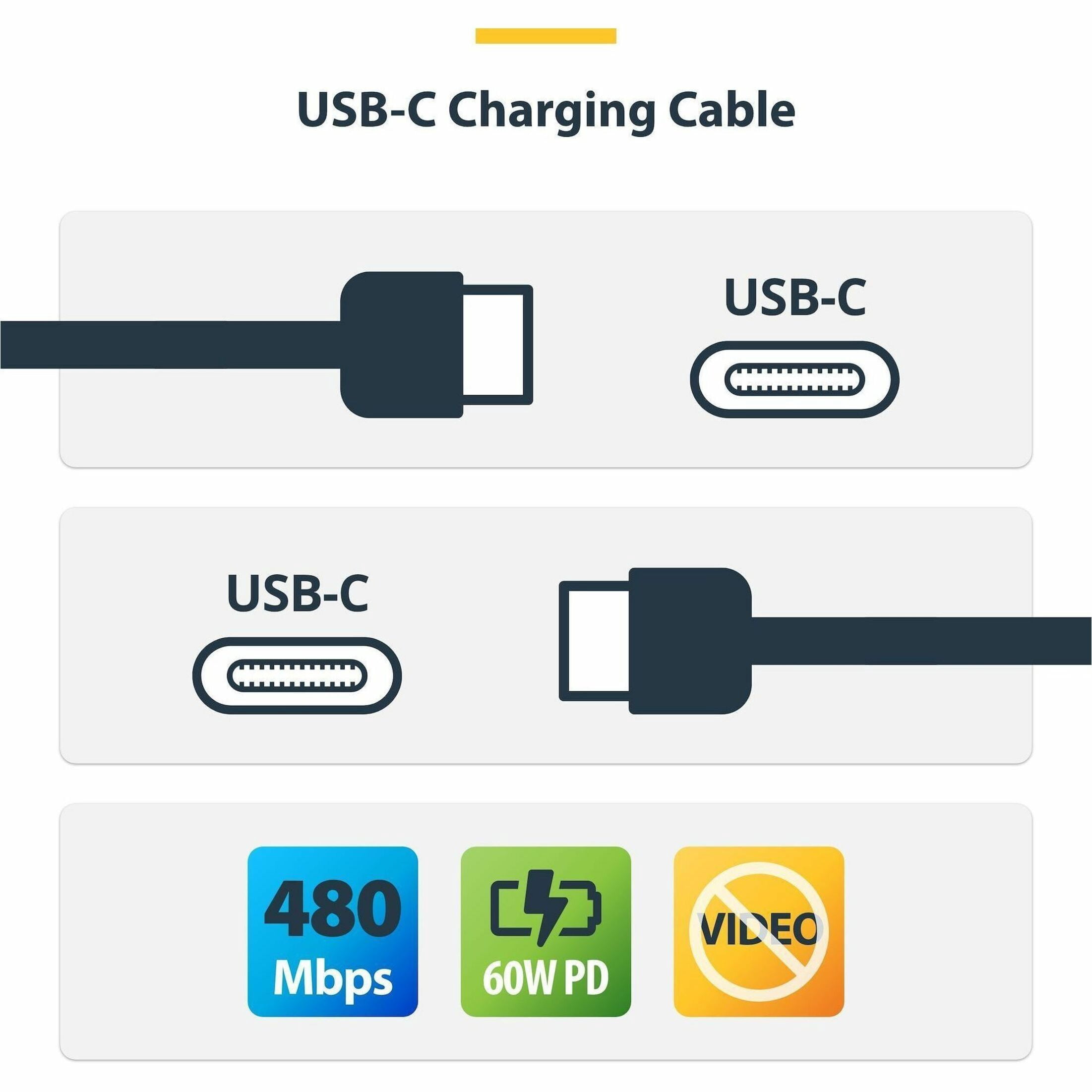 STARTECH USB2CC6FNCBR — 6FT (1.8M) USB-C CHARGING CABLE, 60W (3A) PD, DUAL-LAYER BRAIDED NYLON/TPE JACKE