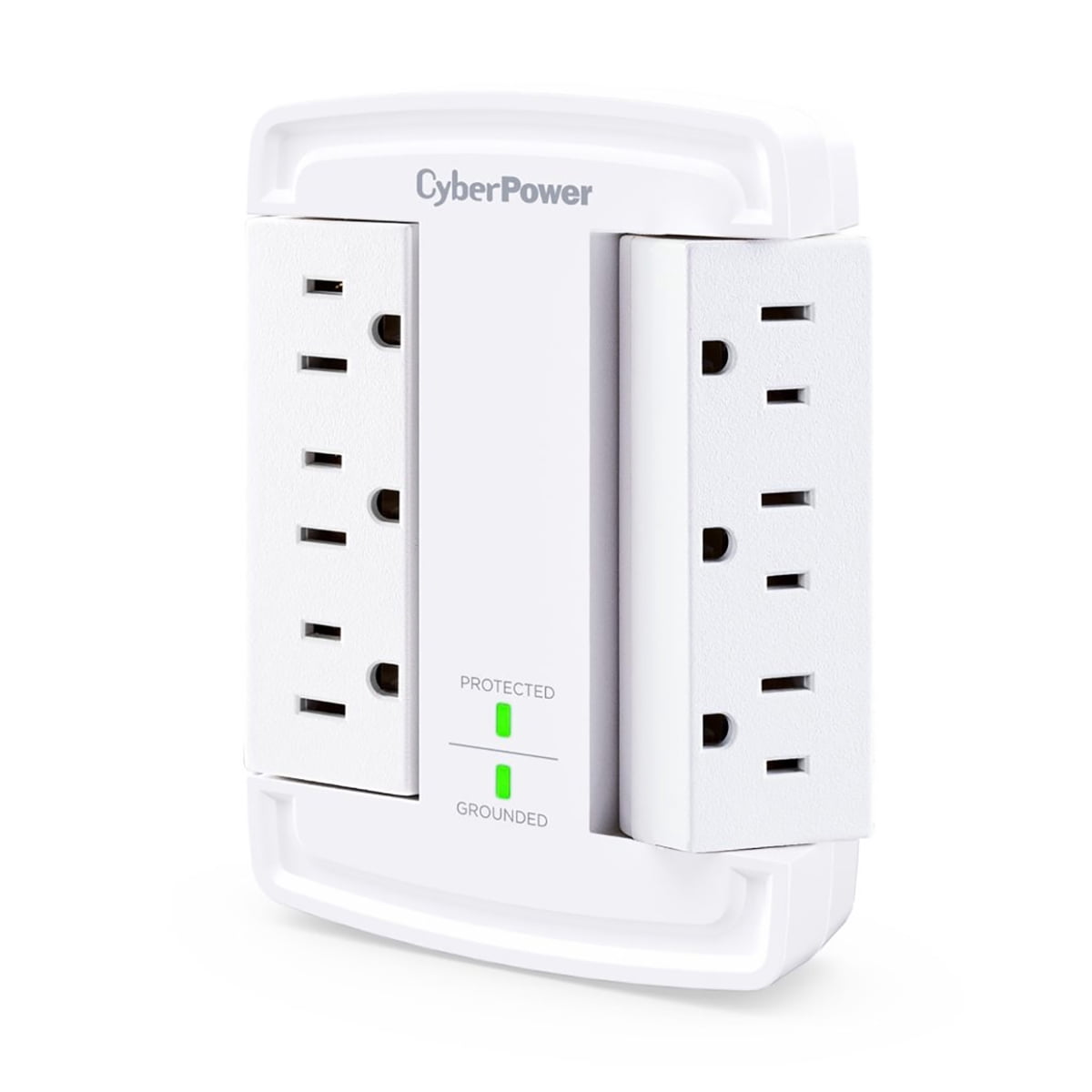 CyberPower CSB6WS — CYBERPOWER CSB6WS SURGE, 5-15P INPUT, WALL TAP, WHITE - 6 - NEMA 5-15R OUTPUT -