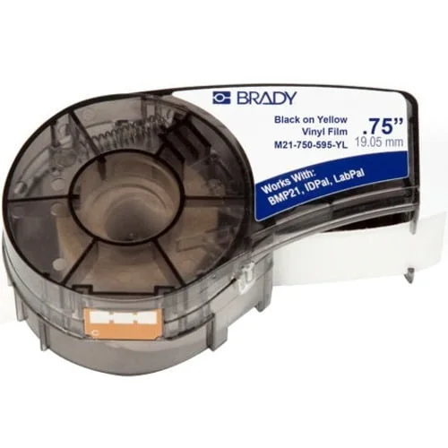 BRADY M21-750-595-YL — LABEL CARTRIDGE FOR BMP21 SERIES, ID PAL, LABPAL PRINTERS, YELLOW, INDUSTRIAL GR