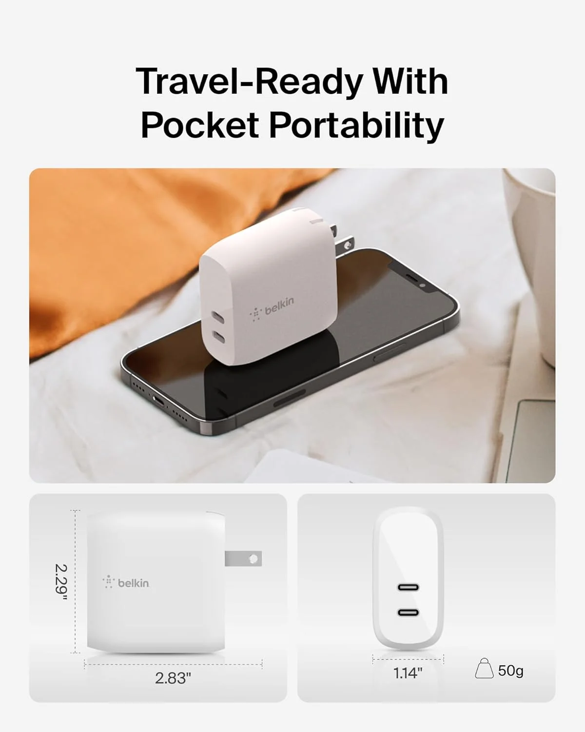 Belkin BBC009-WH-2PK — DUAL 20W USB-C WALL CHARGER, PD 40W, WHT, 2PACK