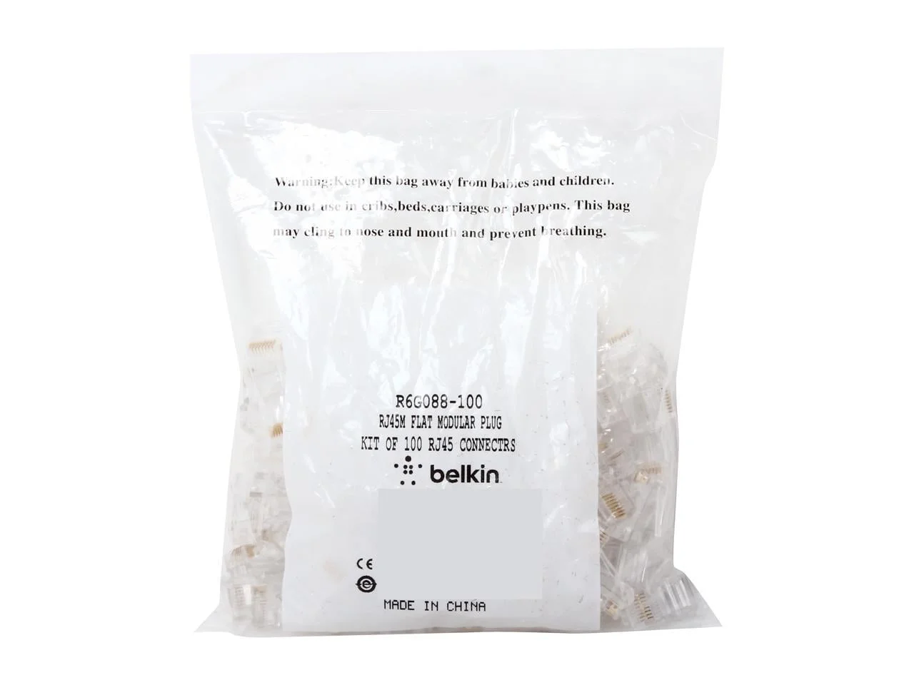 Belkin R6G088-100 — RJ45M FLAT MODULAR PLUG KIT OF 100 RJ45 CONNECTRS