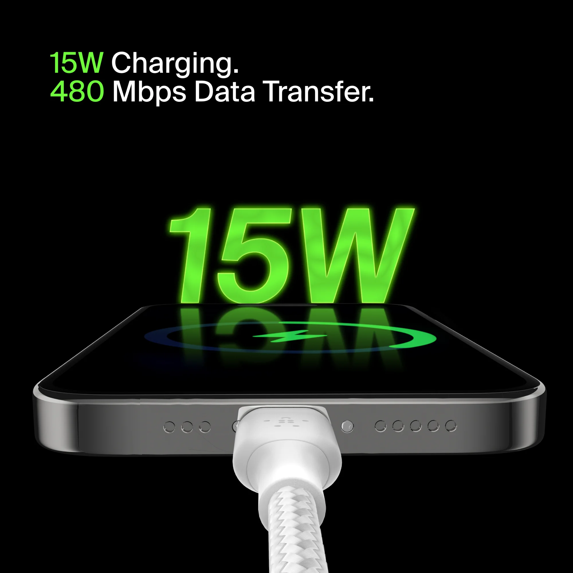 Belkin CAB002BT1MWH — BRAIDED USB CABLE - USB-C LEFT CONNECTOR - MALE LEFT GENDER - USB-A RIGHT CONNEC