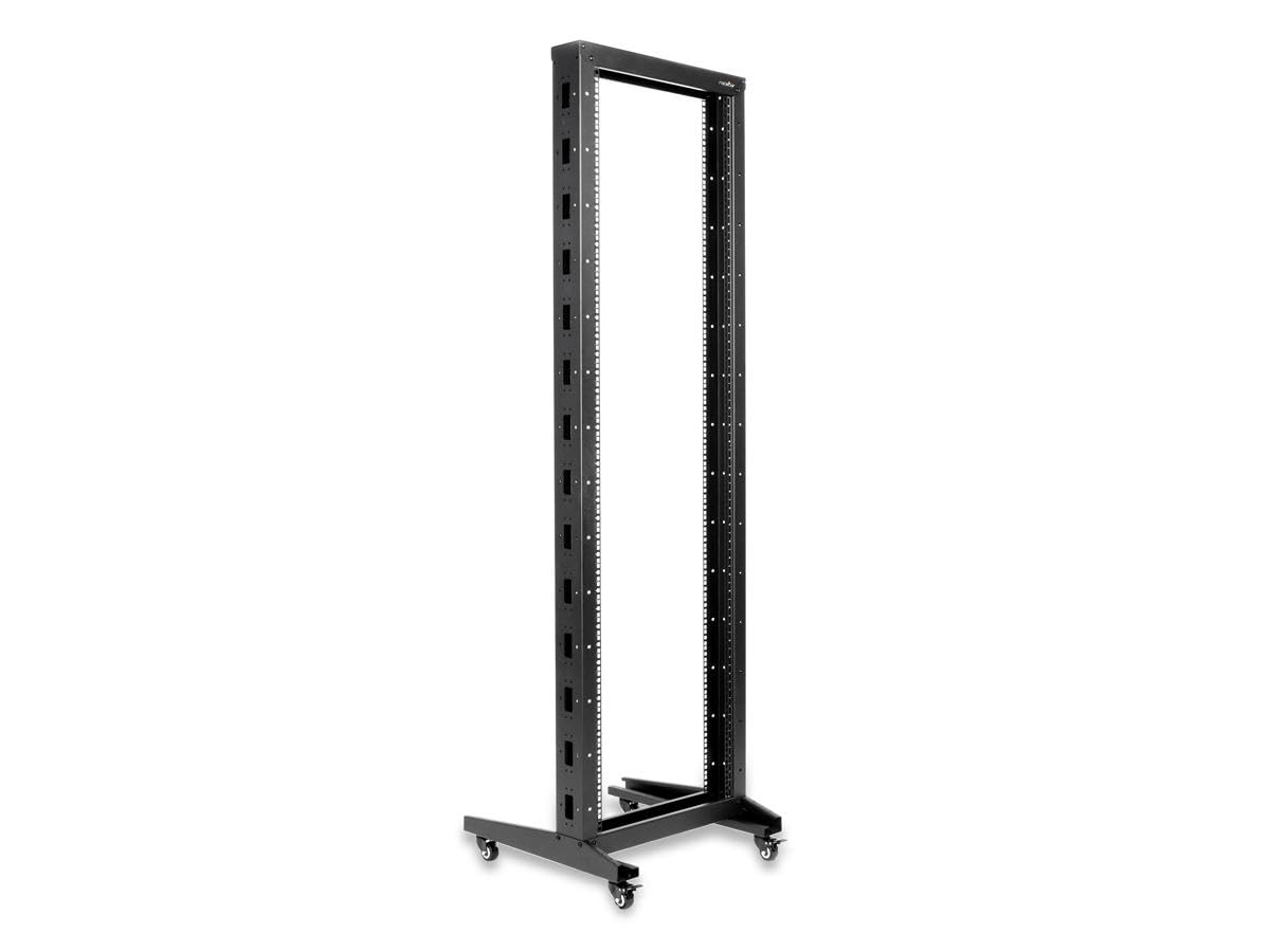 ROCSTOR Y10E030-B1 — SOLIDRACK 2-POST 42U SERVER RACK W/ CASTERS - COLD-ROLLED STEEL CRS - 19 WIDTH -
