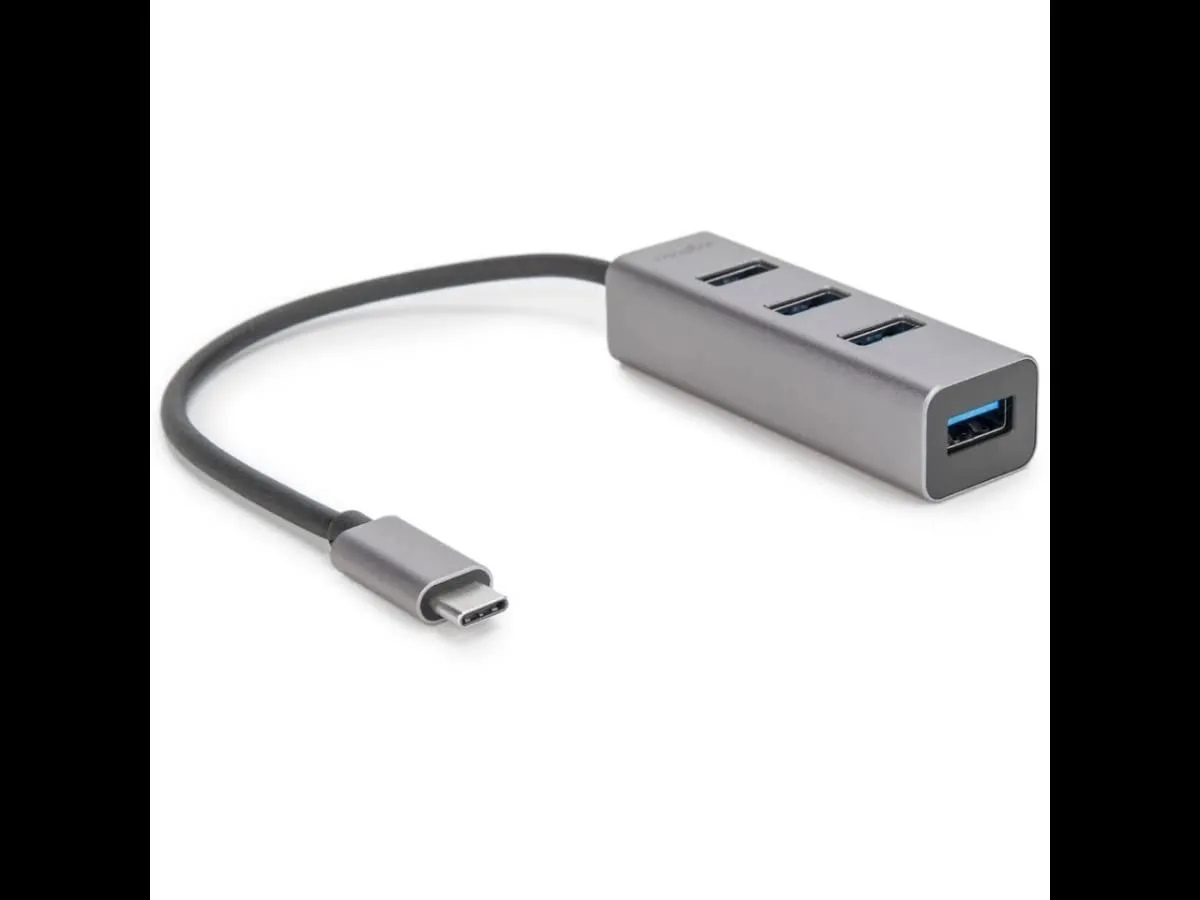ROCSTOR Y10A228-A1 — ROCSTOR PREMIUM SLIM PORTABLE 4 PORT HUB - USB-C TO 4X USB-A SLIM HUB - USB 3.0