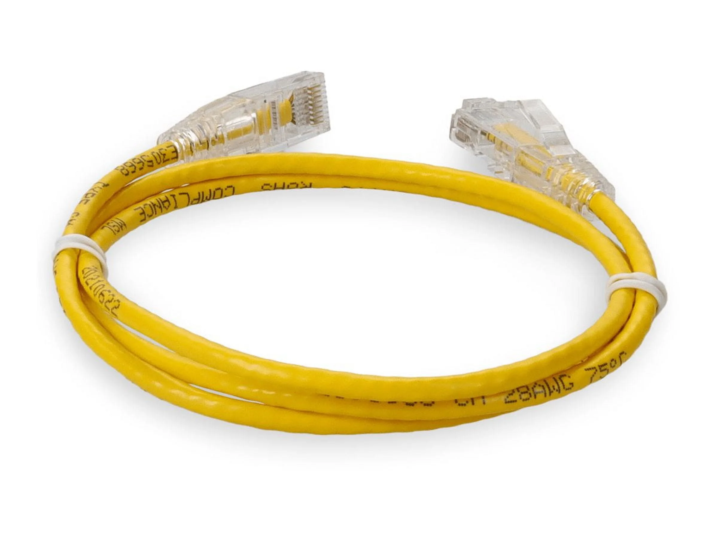ADDON ADD-7FSLCAT6-YW — ADDON 7FT YELLOW CAT 6 SLIM PVC ETHERNET CABLE SNAGLESS CLEAR-CLAW RJ-45 M/M