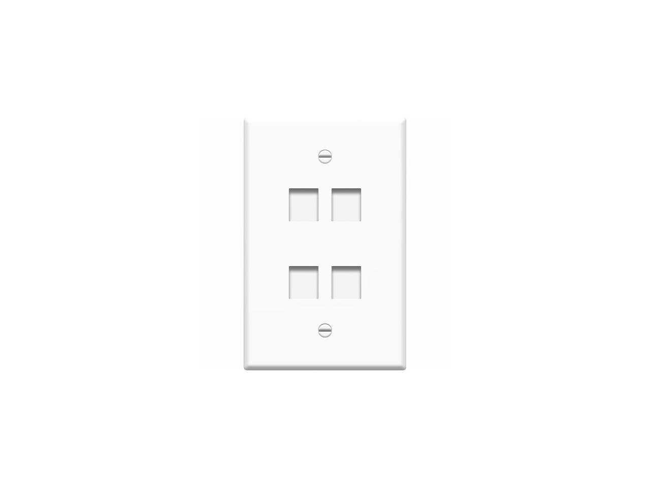 4XEM 4XFP04KYWH — 4-Port White Keystone Wall Plate for Versatile Connections