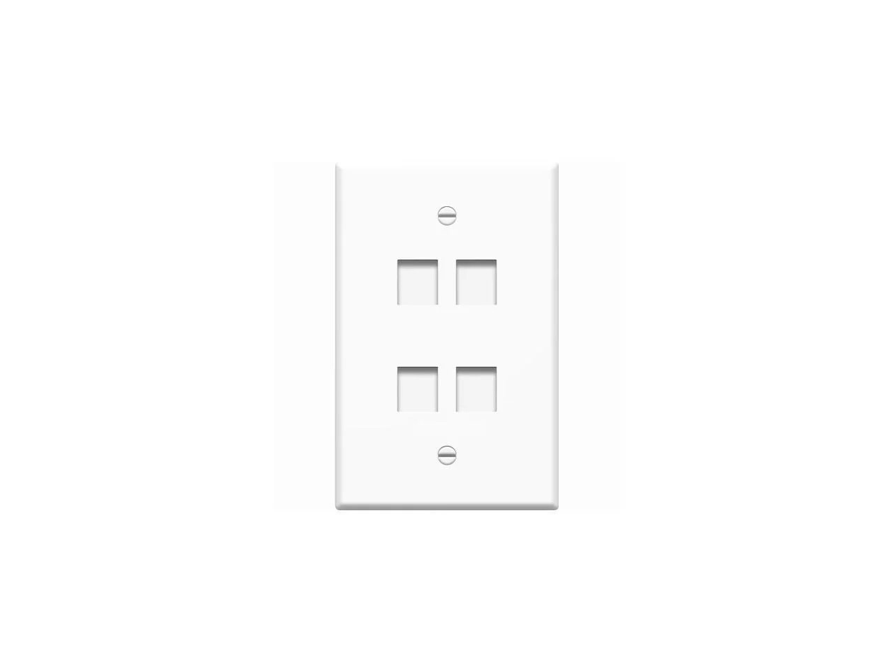 4XEM 4XFP04KYWH — 4-Port White Keystone Wall Plate for Versatile Connections