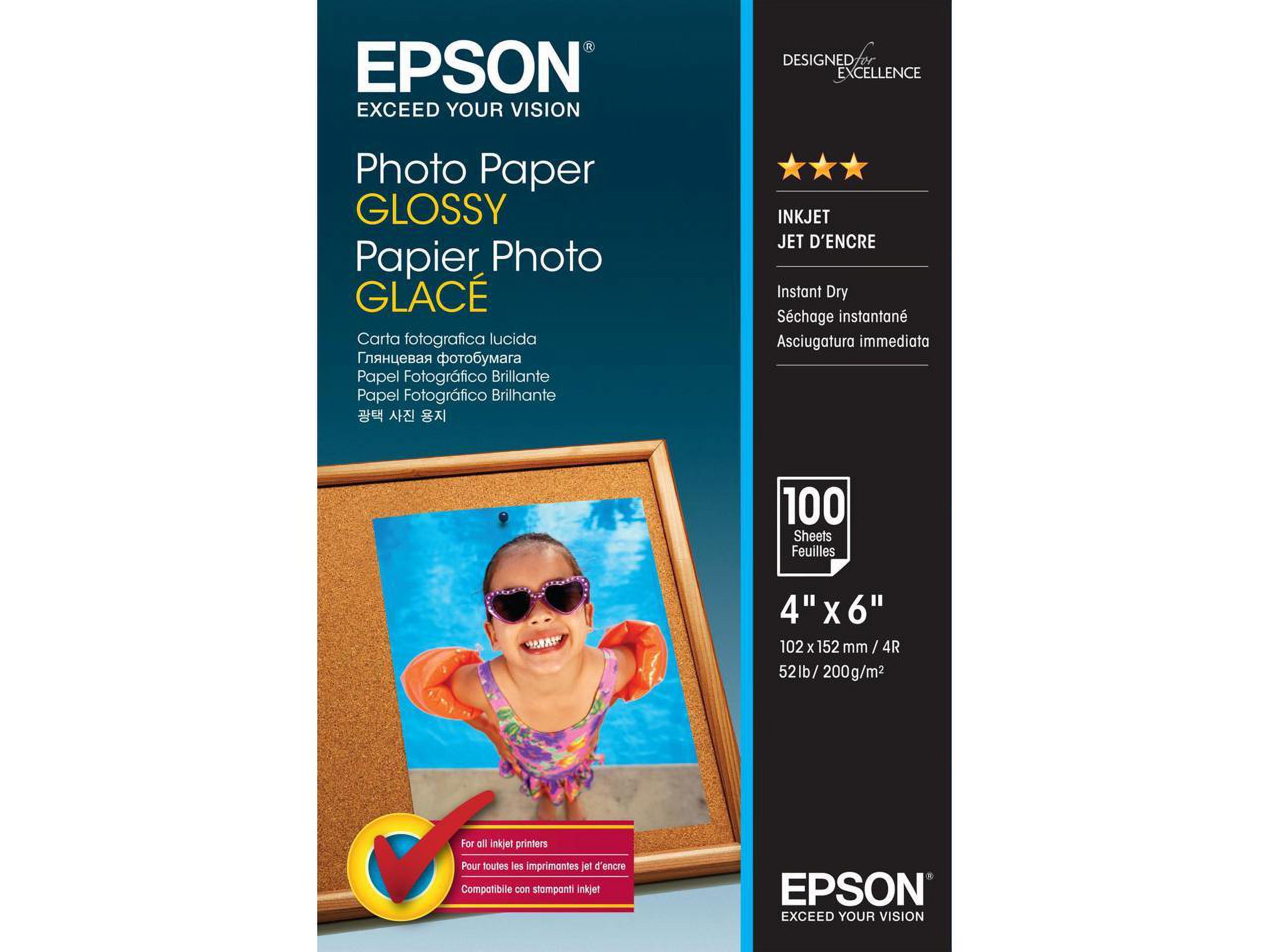 EPSON S042038 — PHOTO PAPER GLOSSY 4INX6IN,100 SHEETS, BASIS WEIGHT: 52 LB. (200 G/M2); THICKNES