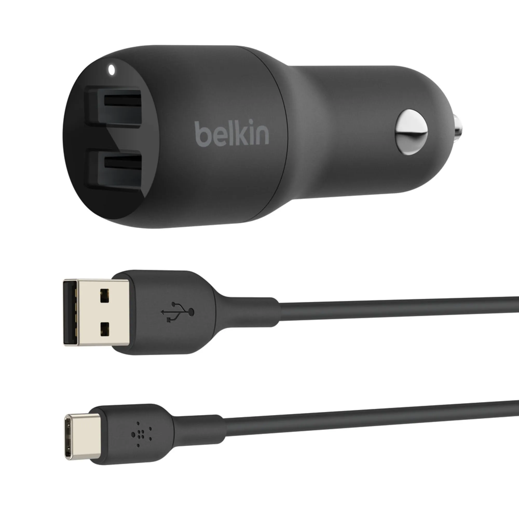 Belkin CCE001BT1MBK — CCE001BT1MBK - BOOST CHARGE DUAL USB-A CAR CHARGER 24W + USB-A TO USB-C CABLE -