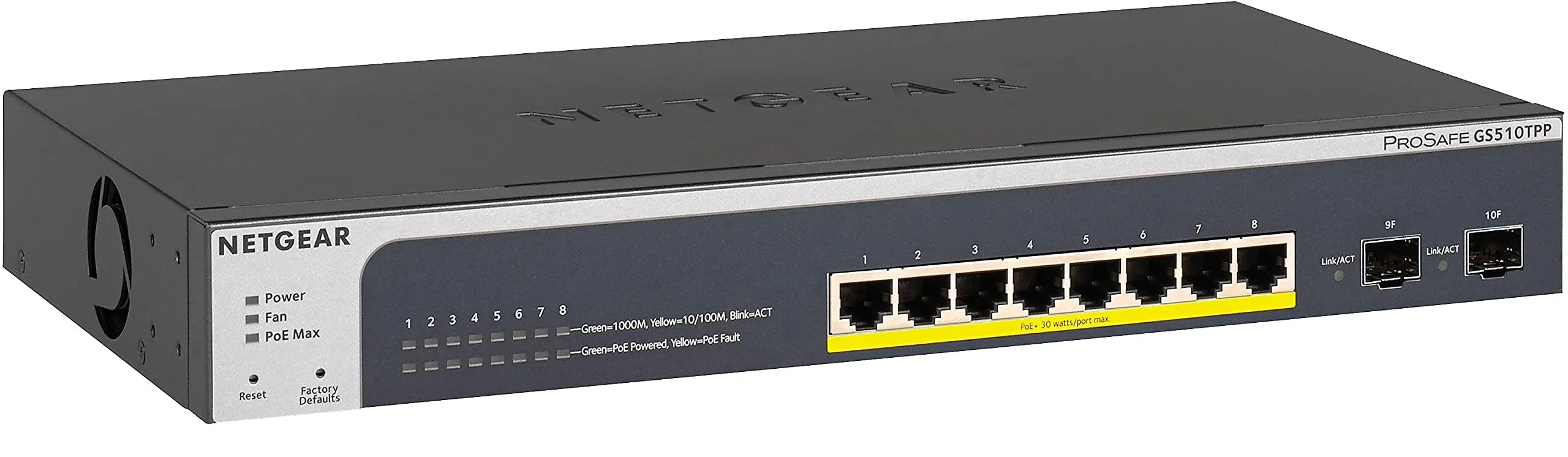 NETGEAR GS510TPP-100NAS — SMART SWITCH SERIES (GS510TPP) - D1RU - WIRED - 1GBPS - NETWORKING / PORTS QTY: