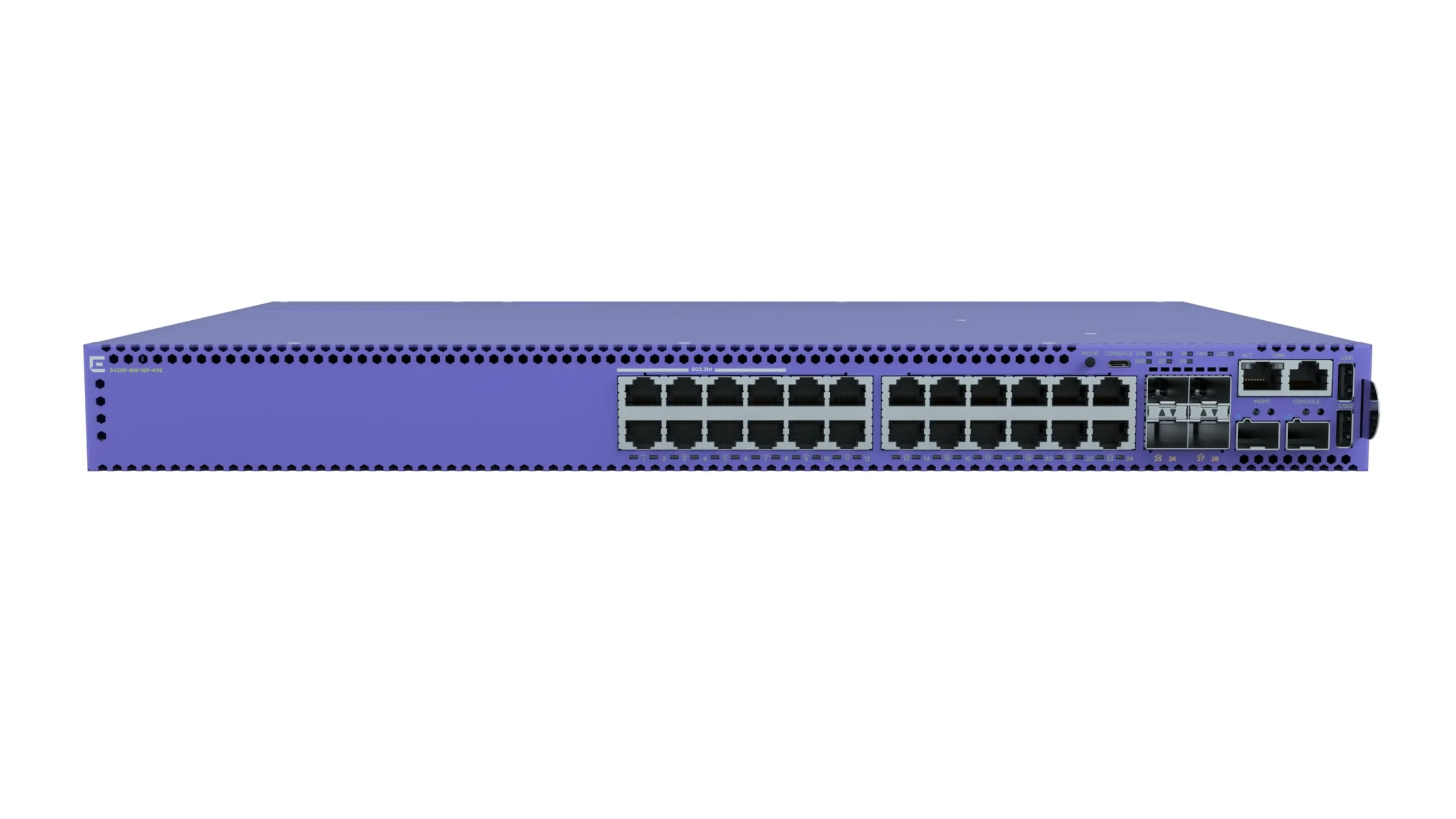 Extreme Networks 5420F-8W-16P-4XE — EXTREMESWITCHING5420F 8 10/100/1000BASET FDX/HDX 802.3BT 90W POE, 16 10/100/1000