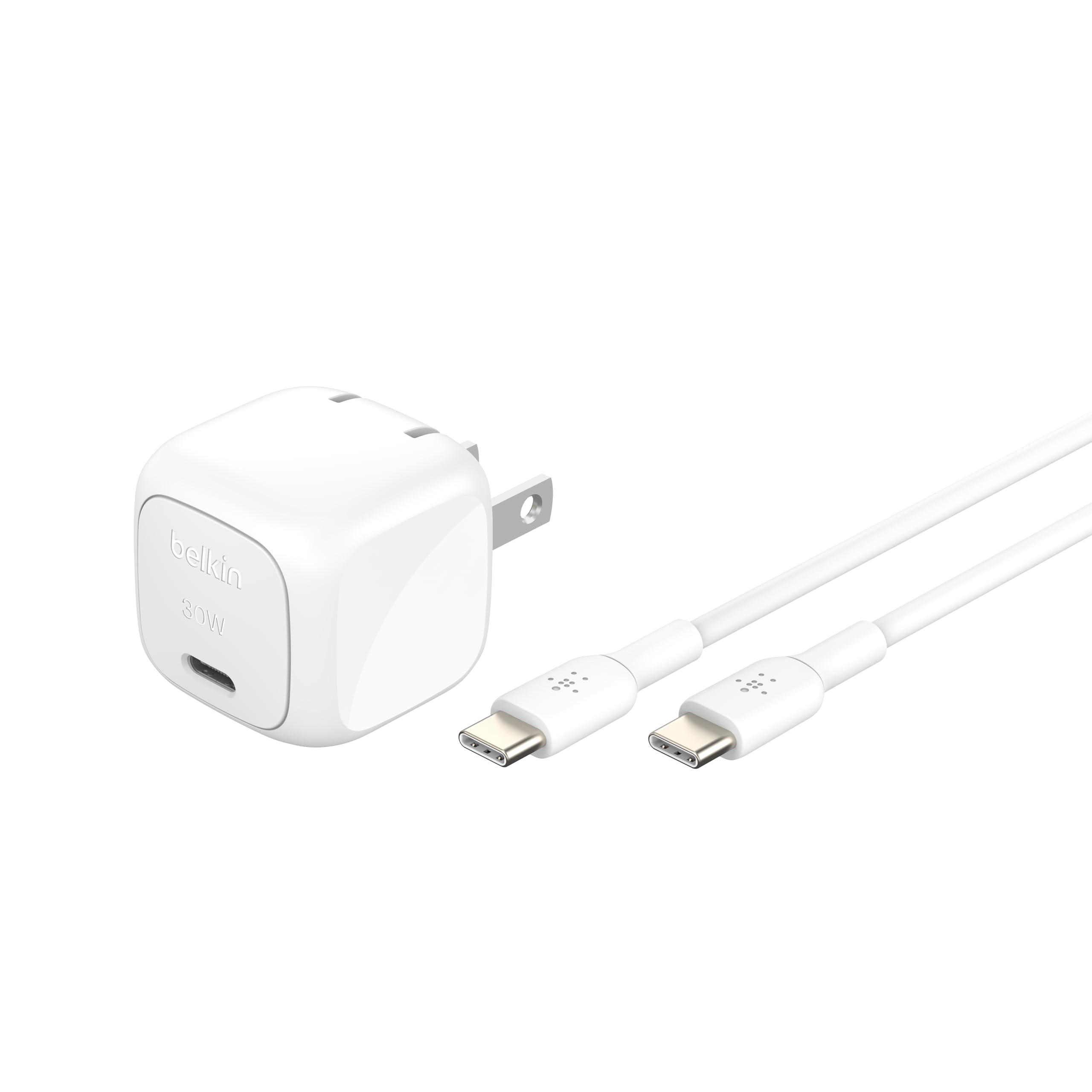 Belkin WCA008DQ1MWH-B6 — 30W USB-C CUBE WALL CHRG W/ 1M PVC C-C CBL