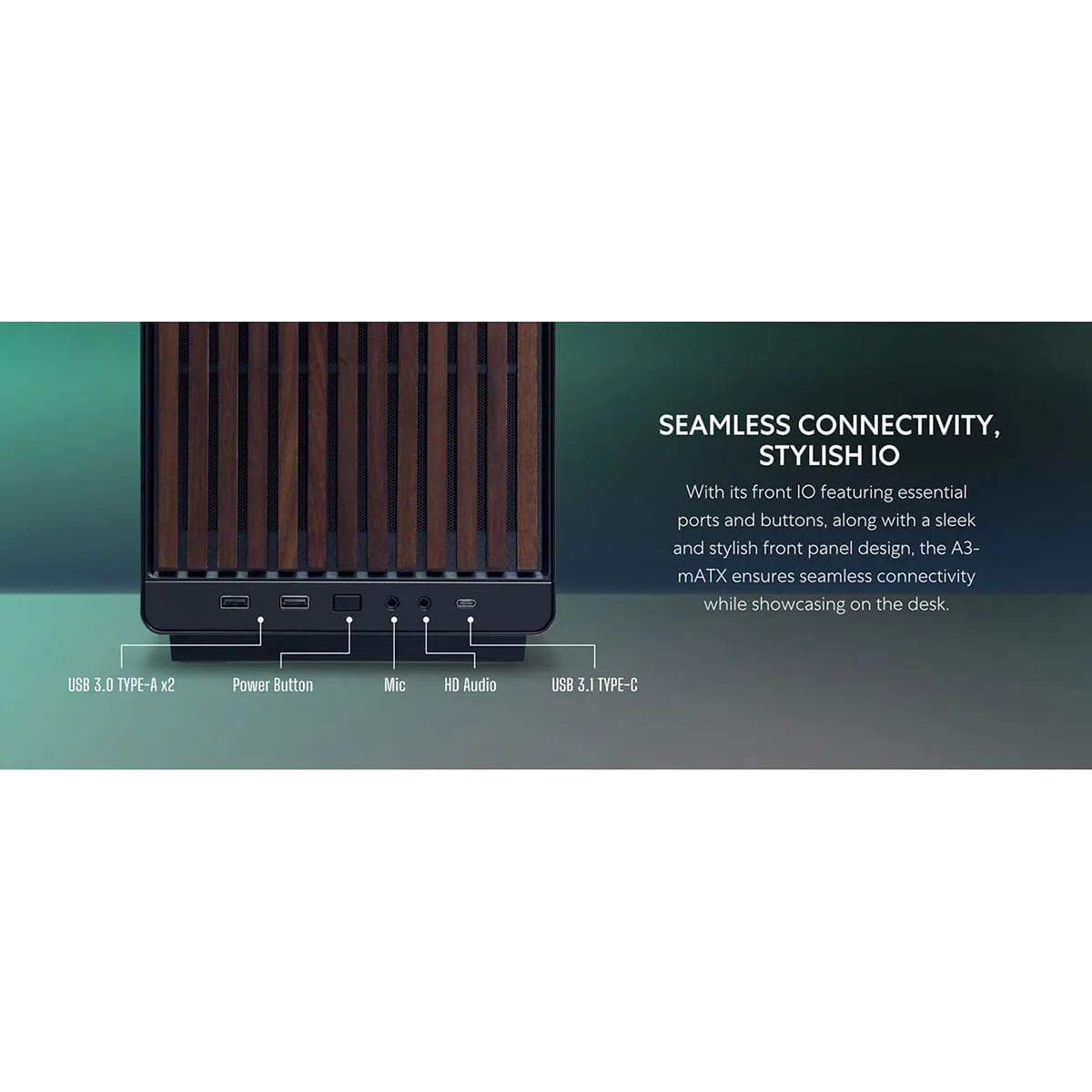 LIANLI A3X-WD — Lian Li A3-MATX-WD BLACK-Wood Front panbel-26.3L Micro Form Factor Chassis, Flexible Power Supply Installation, No Fans Included, Supports 360mm AIO, Modularity Design, For M-ATX and ITX Motherboard, DAN Collaboration (Black)