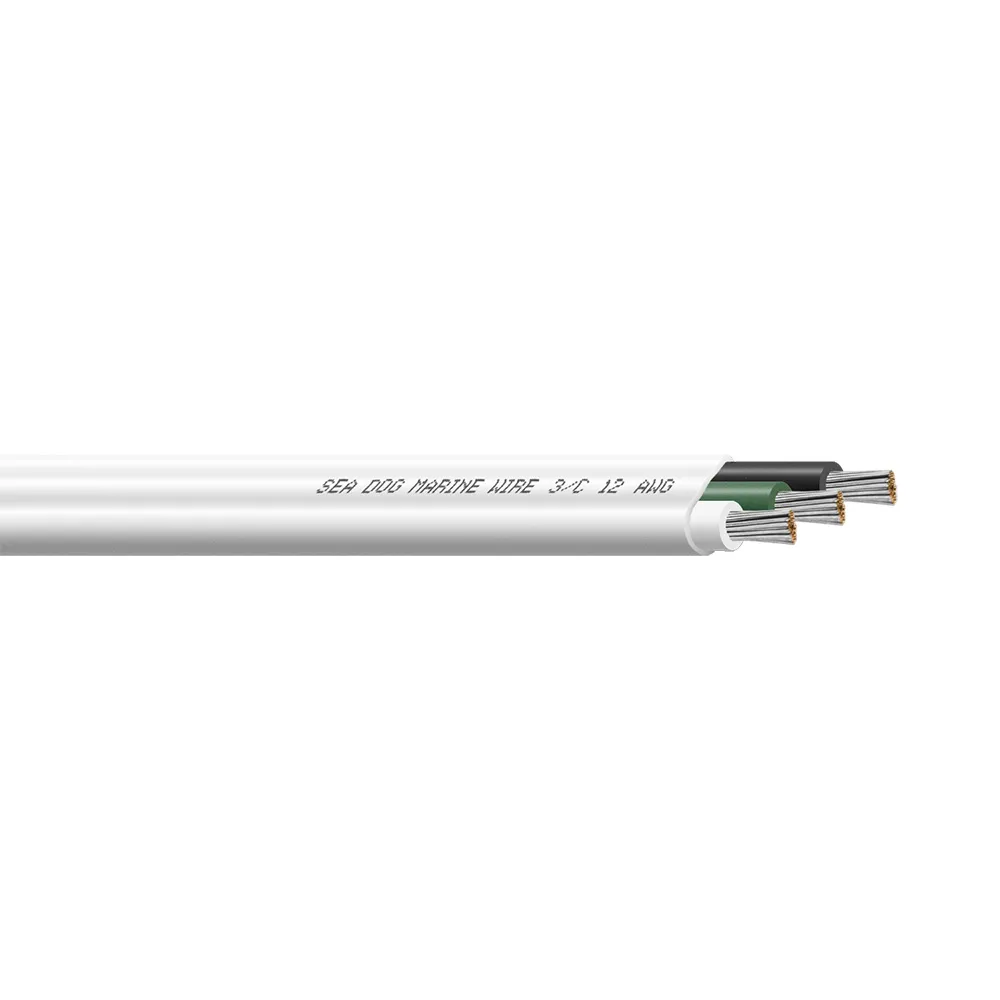 SeaDog 8012302 — Sea-Dog 12/3 AWG Flat Triplex Wire - White/Green/Black - 100'