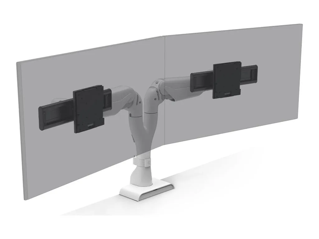 HAT DESIGN WORKS E5-D2-WHT — E5 DUAL DYNAMIC MONITOR ARM, WHITE, HOLDS 25 LBS PER MONITOR, UP TO 32IN SCREEN