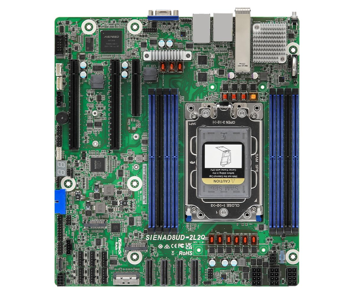 ASRock SIENAD8UD-2L2Q — SIENAD8UD-2L2Q - MICRO ATX - SUPPORTS AMD EPYC 8004 SERIES PROCESSORS - SYSTEM O