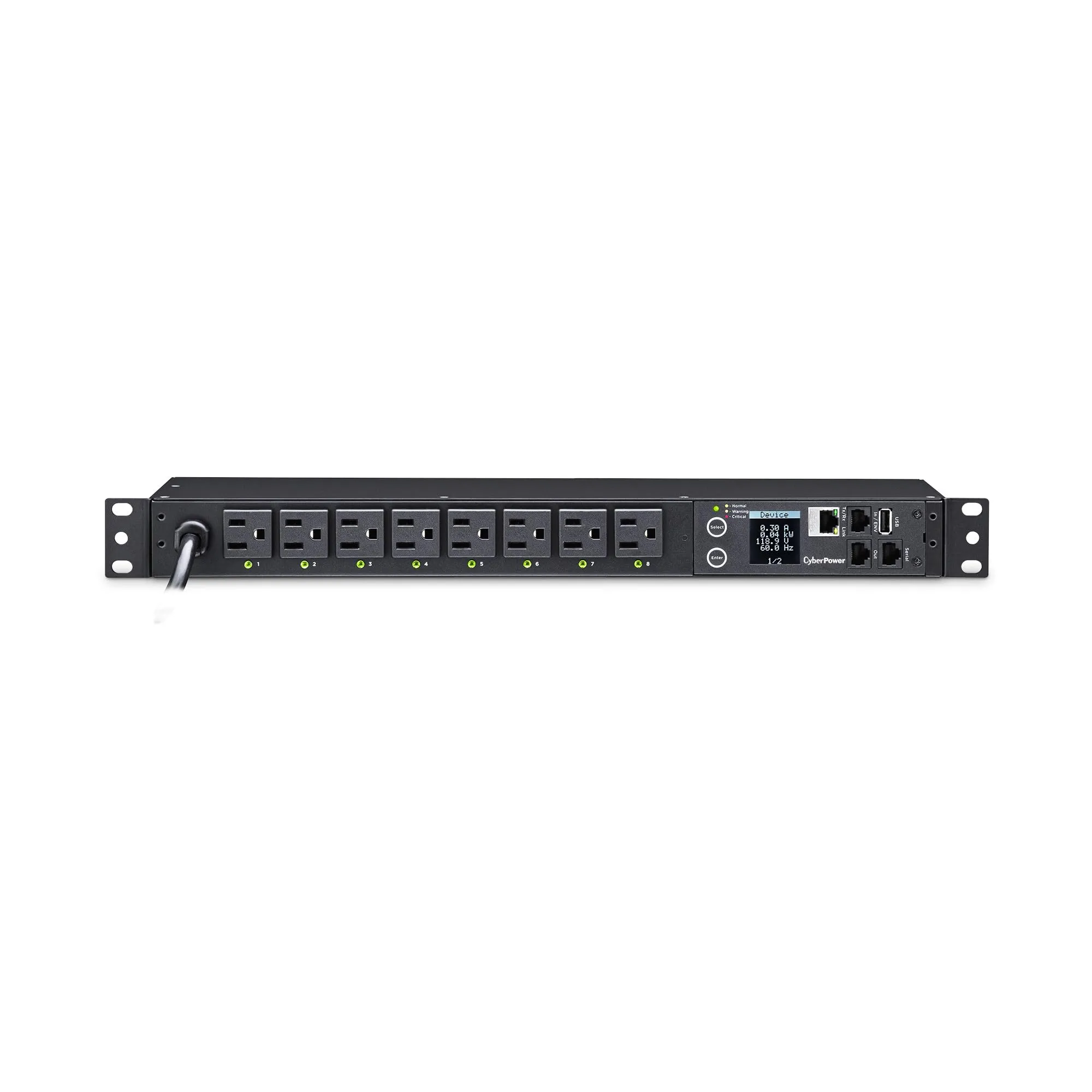 CyberPower PDU41001 — PDU41001 - POWER DISTRIBUTION UNIT - 1U - 120 VAC - 8 - NEMA 5-15R - 15A - 3 YEA