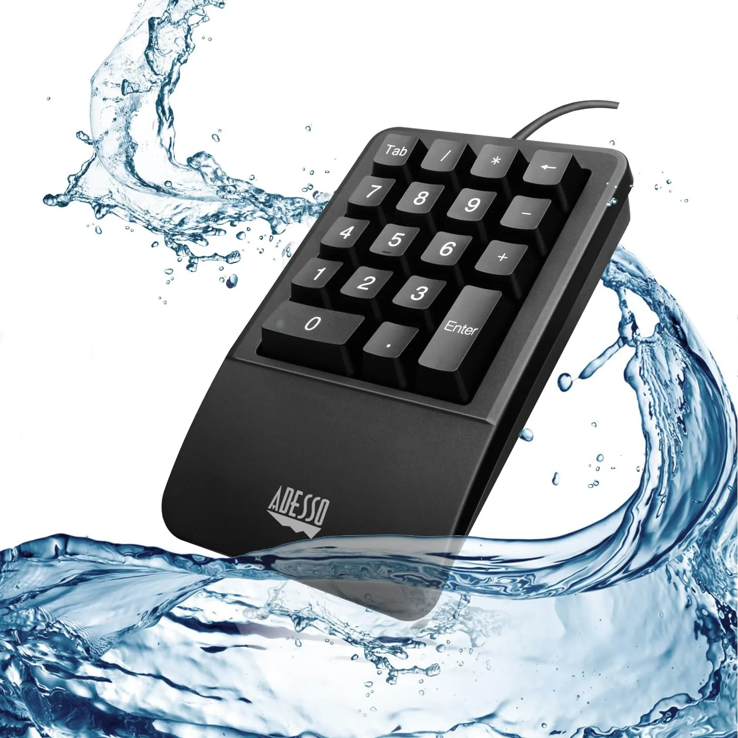 Adesso AKB-618UB — ADESSO EASYTOUCH WATERPROOF & ANTIMICROBIAL ERGO USB NUMERIC PAD, PLUG AND PLAY.