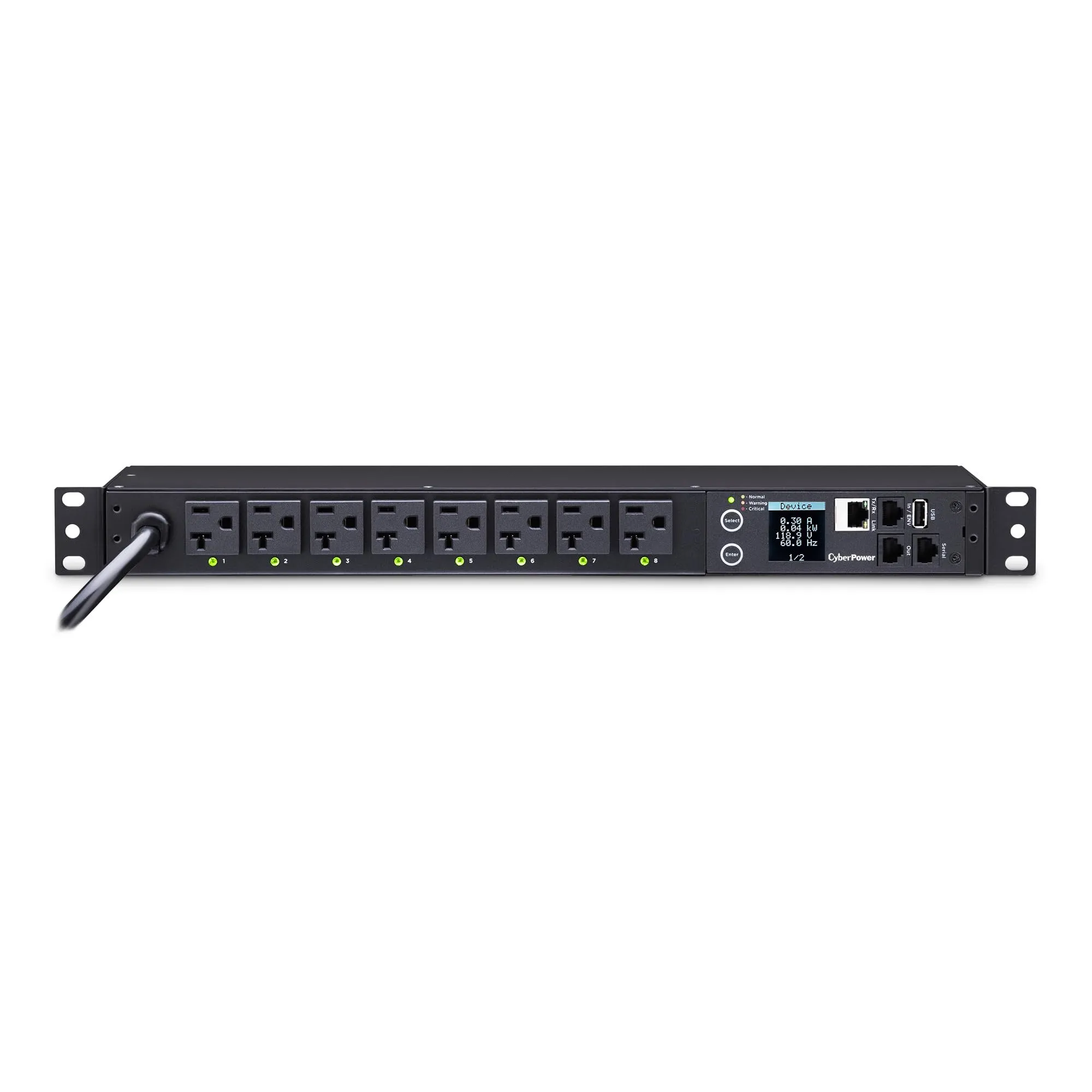CyberPower PDU41002 — 120V 8 OUTLET NEMA 12FT CORD 1U 3YR WTY