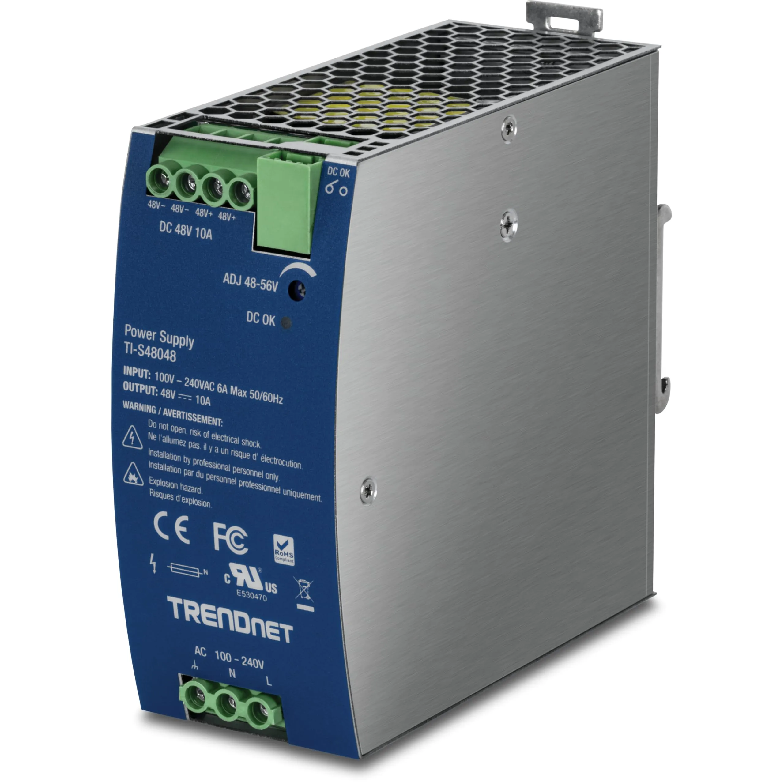 TRENDNET TI-S48048 — 480W, 48 56V DC, 10A AC TO DC DIN-RAIL POWER SUPPLY WITH PFC FUNCTION