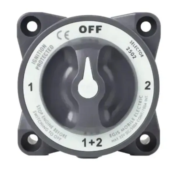 Egis Mobile Electric CRO 2502 — EGIS 2502 Heavy Duty-Series 600A Battery Selector Switch Off/1/Both/2