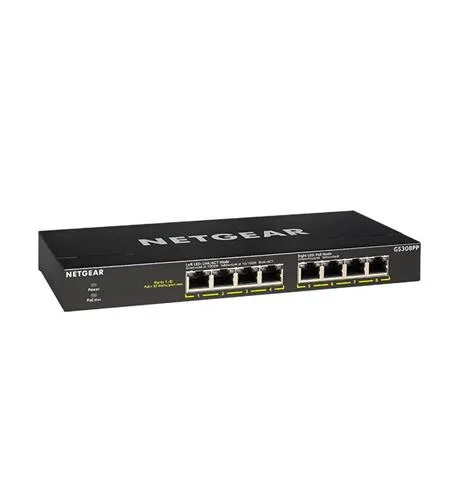 NETGEAR GS308PP-100NAS — 8 Port Gig Unmanaged PoE