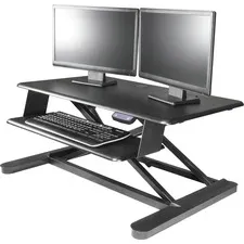 KANTEK KTK STS965 — Kantek Electric Sit-Stand Desktop Riser - Up to 24" Screen Support - 60 lb Load Capacity - 23.40" Height x 35" Width x 26" Depth - Desktop - Steel, Medium Density Fiberboard (MDF) - Black - Electric Lift, Cable Management, Grommet, Keyboard Tray
