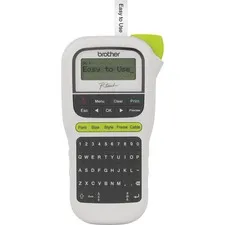 Brother BRT PTH110 — P-touch P-Touch 11 Handheld Label Maker - Thermal Transfer - 0.79 in/s Mono - 3 Fonts - 180 dpi - Tape, Label0.14" , 0.24" , 0.35" , 0.47" - Battery, Power Adapter - 6 Batteries Supported - AAA - Alkaline - Black, White - Handheld - PC - Auto Power Off, Label Length Setting, Vertical Printing, Built-in Designs Template, Internal Memory, QWERTY, Manual Cutter, Print Preview, Vertical Printing, Lightweight - for Home, Office