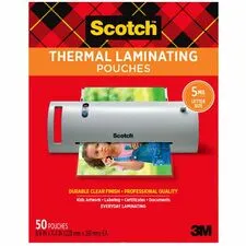 Scotch TP5854-50 — Scotch Thermal Laminating Pouches - Laminating Pouch/Sheet Size: 8.90" Width x 11.40" Length x 5 mil Thickness - Glossy - for Photo, Document, Schedule, Presentation, Phone List, Certificate, Sign, Award, Calendar, Artwork - Double Sided, Photo-safe - Clear - 1 Pack