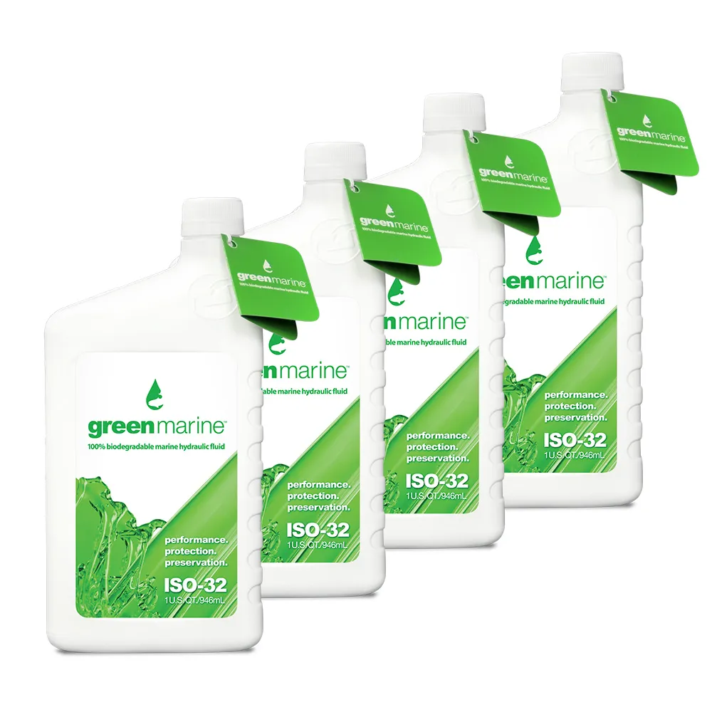 PowerPole GM-ISO32-QT-4PK — Power-Pole 4-Pack of Green Marine ISO-32 Hydraulic Fluid (1 qt Bottles)