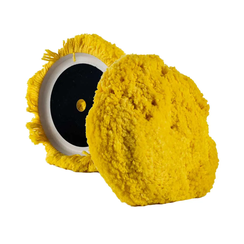 Lake Country 12-200-LC — Lake Country Yellow Curved Edge Twisted Acrylic & Wool Pad 8" x 1.5"