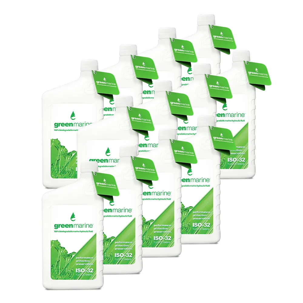 PowerPole GM-ISO32-CASE-F — Power-Pole Green Marine ISO-32 Hydraulic Fluid Case (12 One-Quart Bottles)