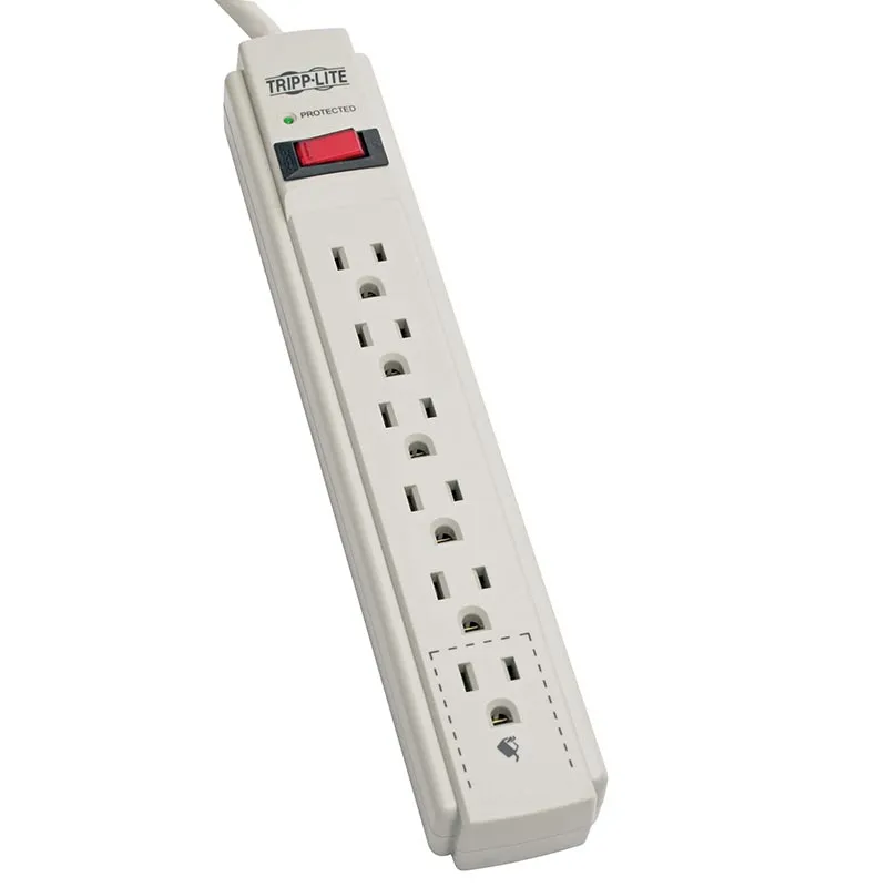 Interex By TrippLite TLP615 — EATON, PROTECT IT! 6-OUTLET SURGE PROTECTOR, 15 FT. CORD, 790 JOULES, DIAGNOSTIC LED, LIGHT GRAY HOUSING