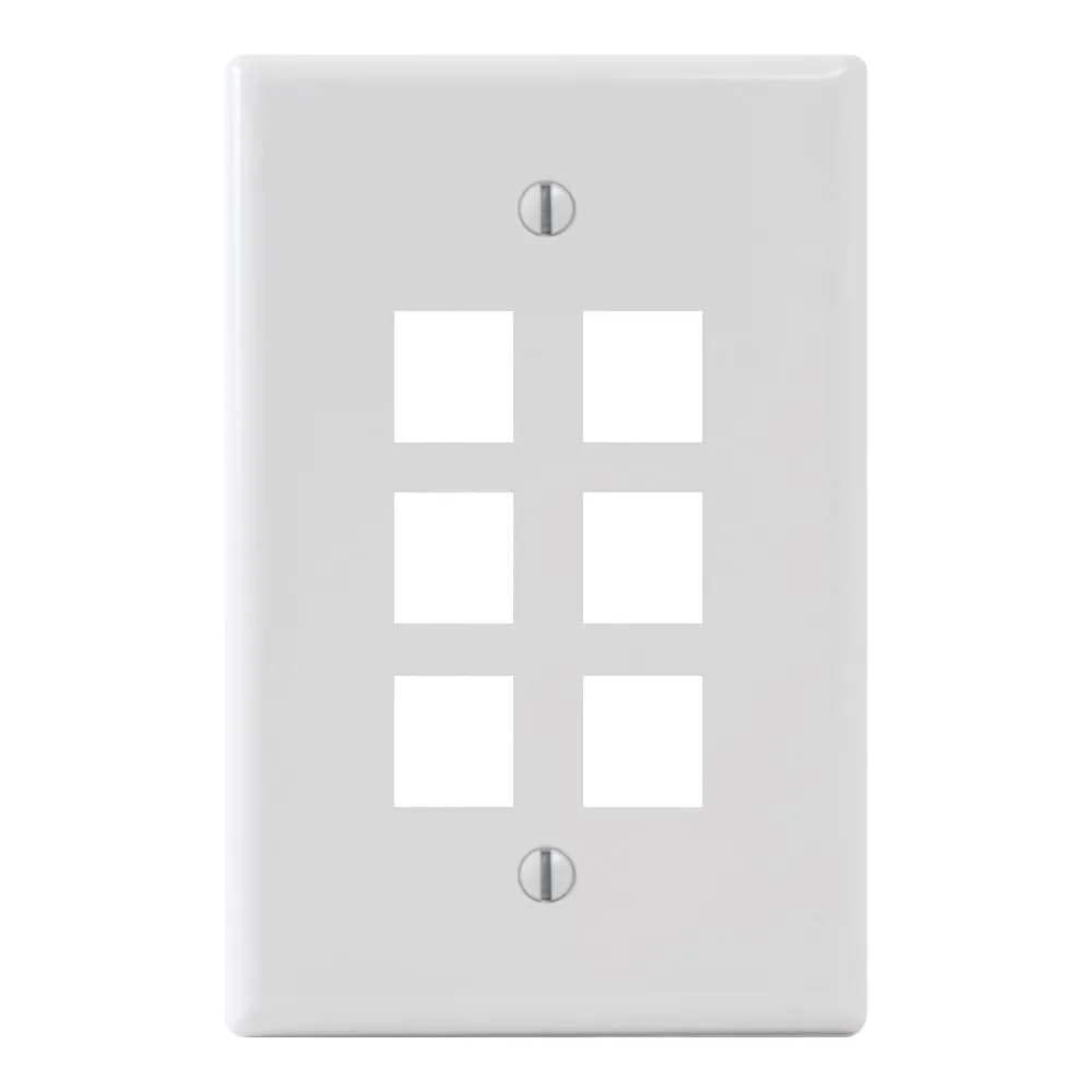 International Connectors and Cable Corp. IC107LF6WH — Face Plate Oversized 6-Port White