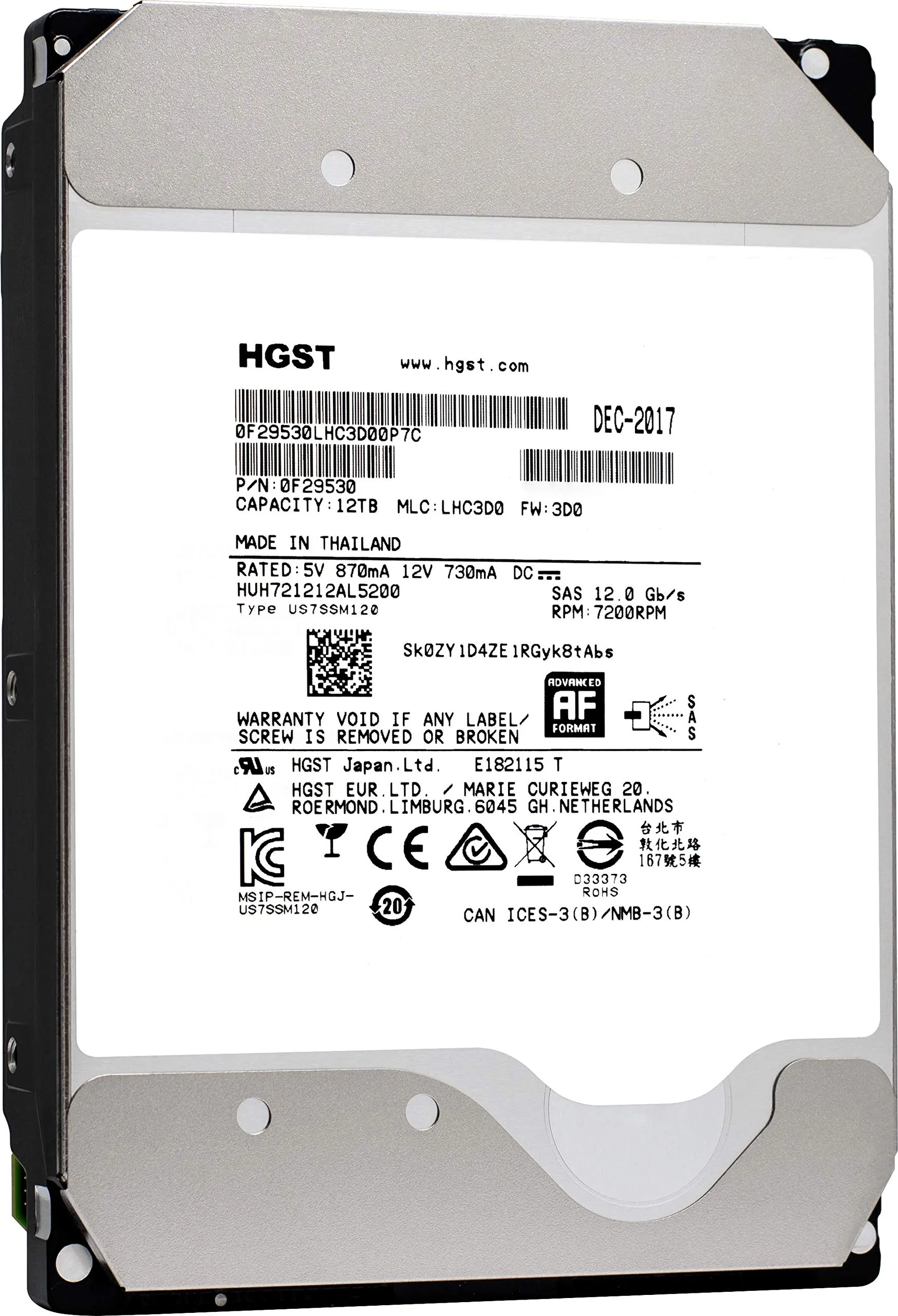 Western Digital 0F29530 — 12TB ULTRA 512E SAS HC520 ISE