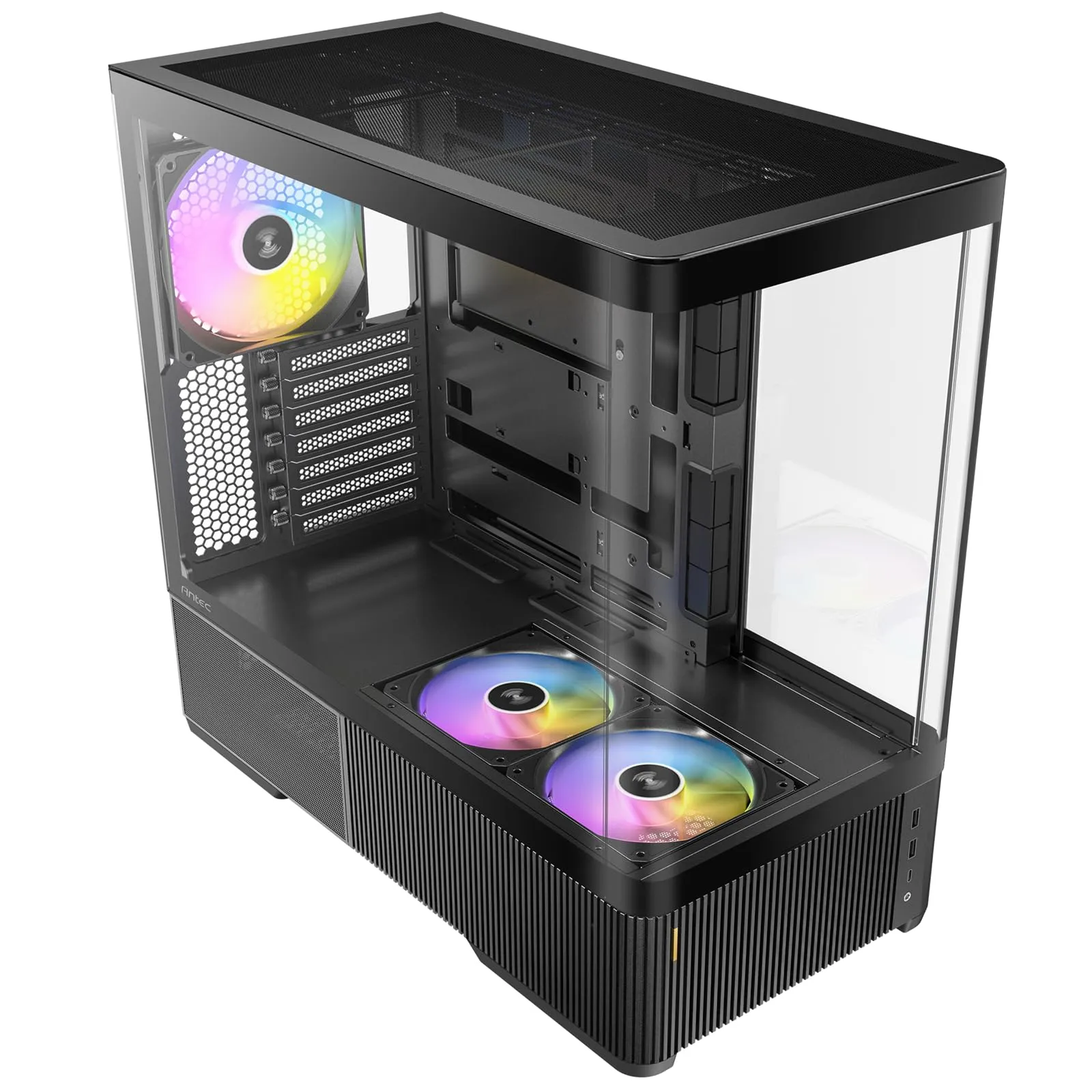 ANTEC C6 CURVE ARGB — Antec C6 Curve ARGB ATX Mid-Tower Case, Panoramic Tempered Glass, High Airflow, 3 PWM ARGB Fans Included, Support 360mm Radiator & 450mm GPU, Type-C 10Gbps | SKU CA-C6CAIR3