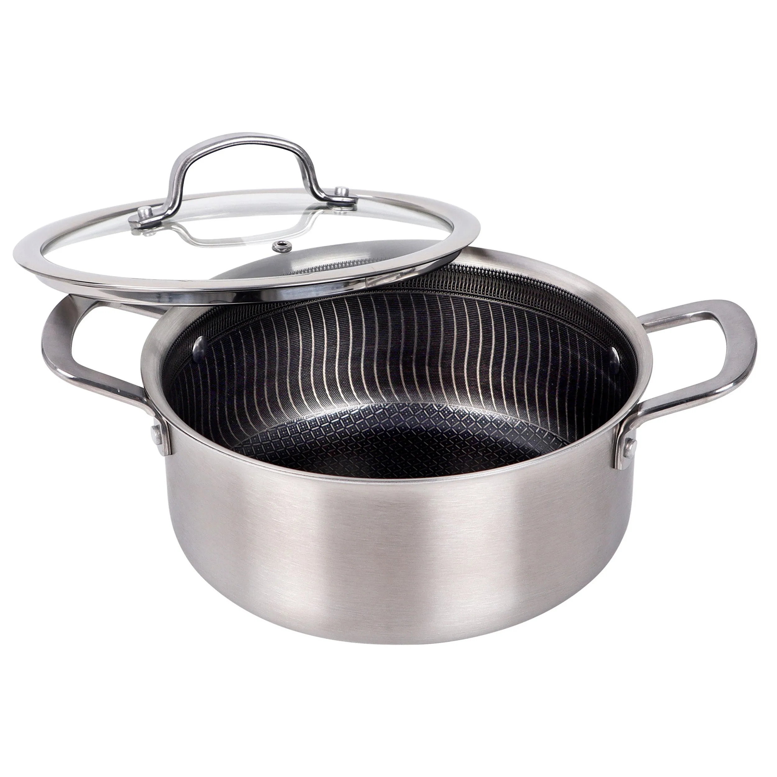 Brentwood B-DUH22L — Brentwood 4 Quart 3-Ply Hybrid Non-Stick Stainless Steel Dutch Oven with Tempered Glass Lid