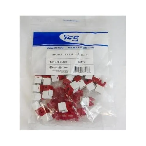 Cablesys ICC-IC107F6CWH — ICC ICC-IC107F6CWH Module, Cat 6, Hd, 25pk, White
