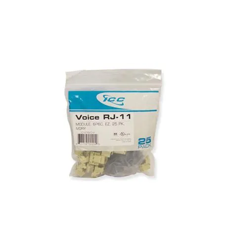 Cablesys ICC-IC1076VCIV — MODULE, VOICE, RJ-11, EZ, 25 PK, IVORY