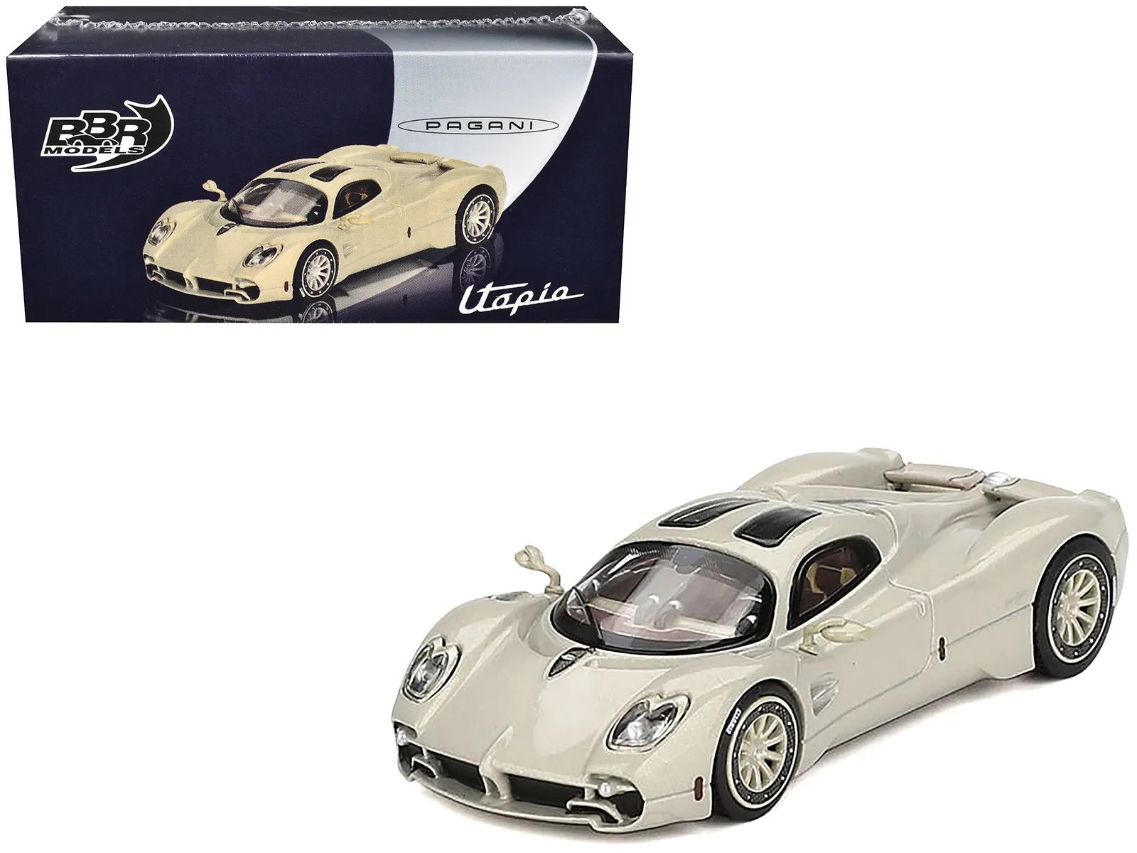 BBR BBRDIE6430 — Pagani Utopia Presentation Grigio Rinascimento Silver 1/64 Diecast Model Car by BBR
