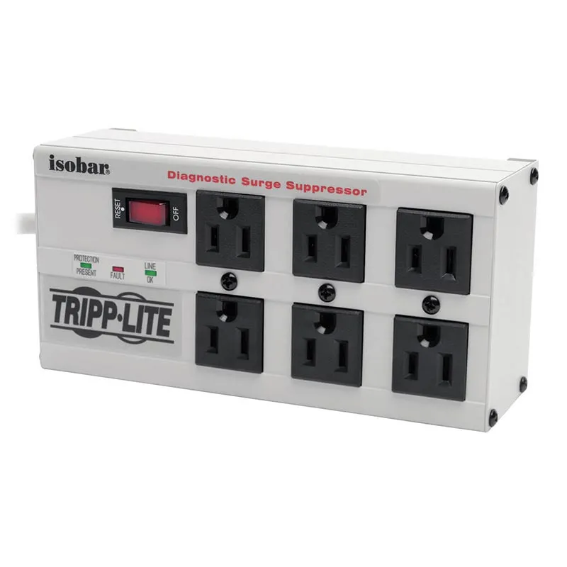 Eaton Tripplite ISOBAR6 — EATON, ISOBAR 2-OUTLET SURGE PROTECTOR, 6FT CORD WITH RIGHT-ANGLE PLUG, 1410 JOULES, METAL HOUSING