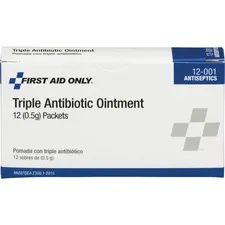 FIRST AID ONLY, INC. FAO 12001 — First Aid Only Triple Antibiotic Ointment Packets - For Infection, Scrape, Burn, Minor Cut/ - 12 / Box