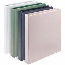 Samsill SAM MP46939 — Samsill Eco-Conscious View Binder - 1" Binder Capacity - Letter - 8 1/2" x 11" Sheet Size - Fastener: D-Ring - Pocket: 2, Internal - Polypropylene, Fiberboard - Indigo, Sage, White, Riose - Clear Overlay, Non-glare - 4 / Pack