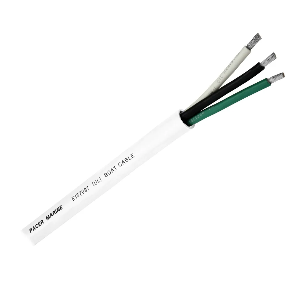 Pacer Group WR10/3-100 — Pacer Round 3 Conductor Cable - 100' - 10/3 AWG - Black, Green & White