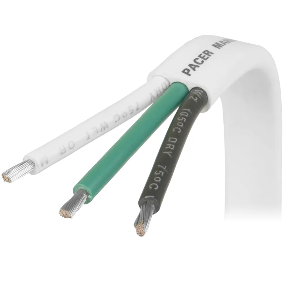 Pacer Group W8/3-50 — Pacer 8/3 AWG Triplex Cable - Black/Green/White - 50'