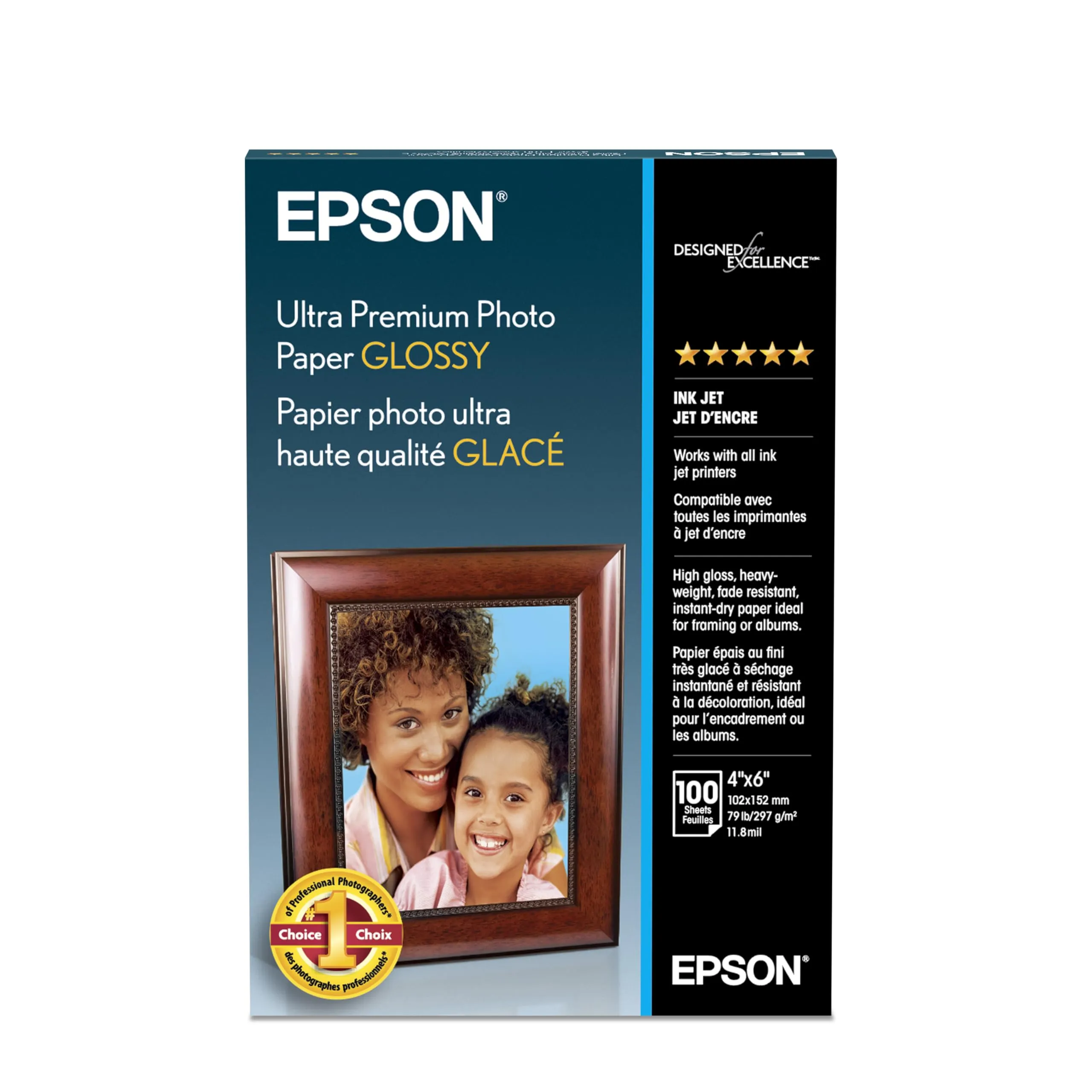 EPSON EPSS042174 — Epson Ultra Premium Photo Paper Glossy (4" x 6") (100 Sheets/Pkg)