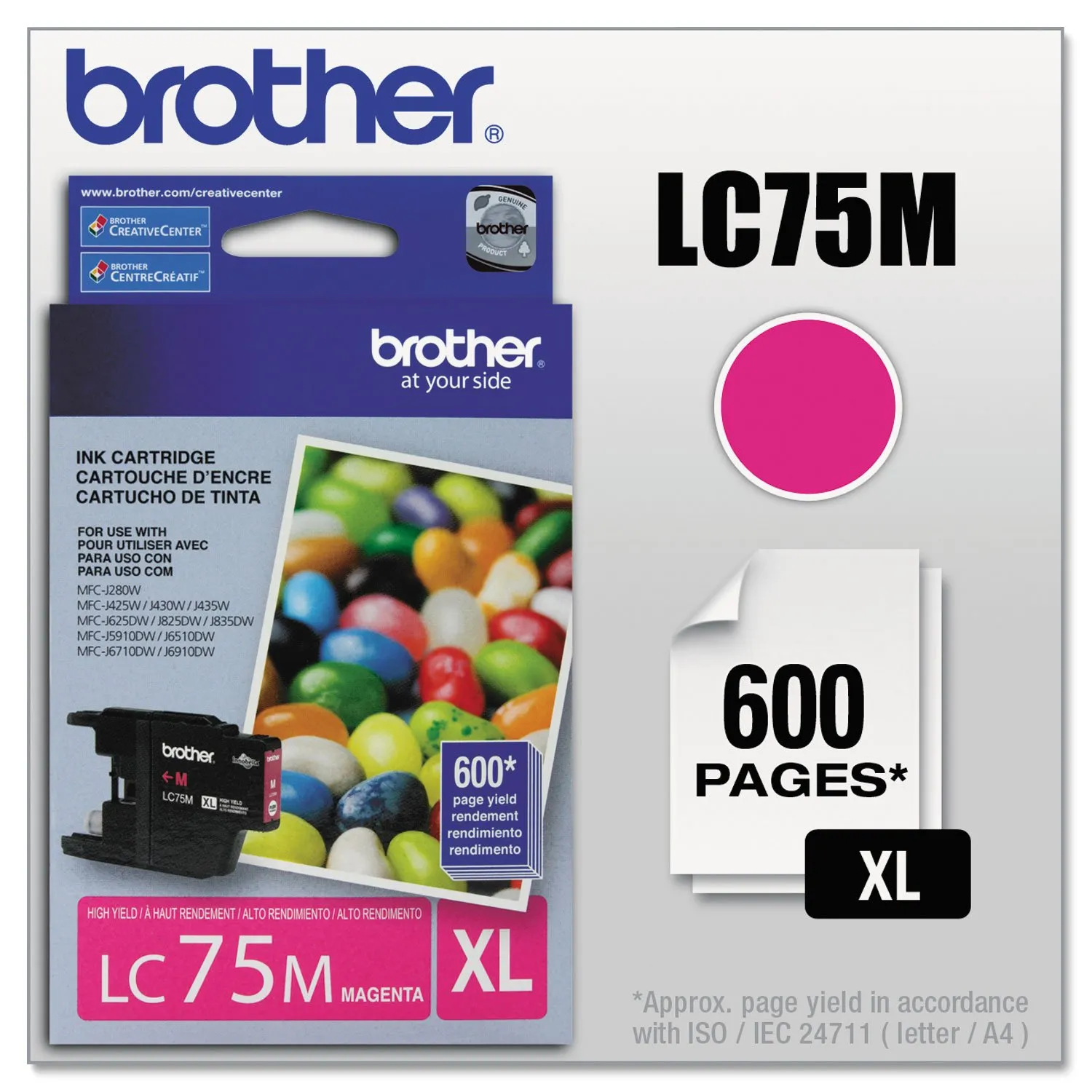 Brother LC75MS — Brother LC75M High-Yield Magenta Ink Cartridge (600 Yield)
