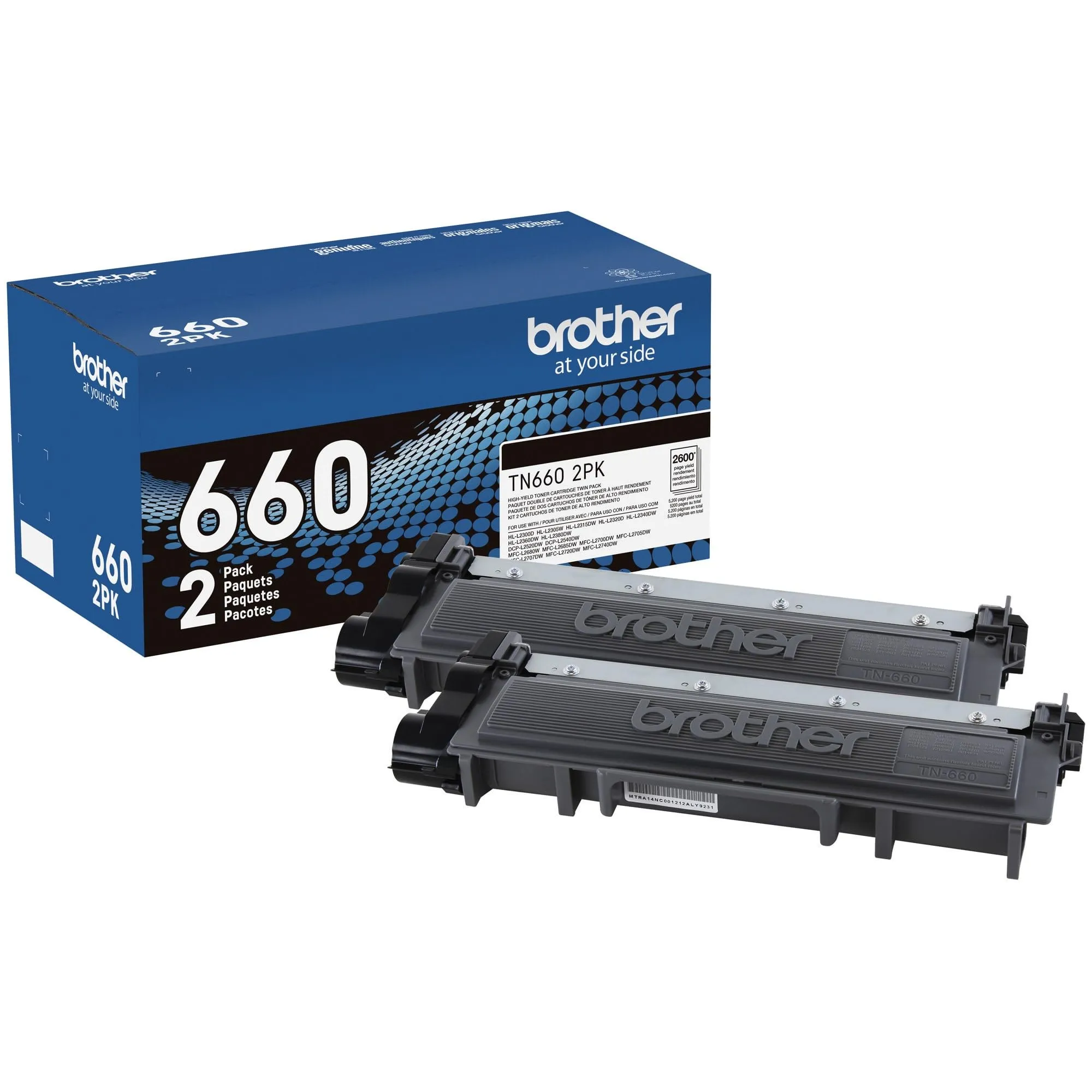 Brother BRT TN6602PK — Brother Standard Yld Black Toner Cartridge 2-Pk (2600 Yield Ea)